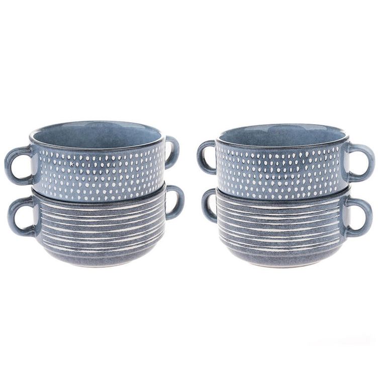Sada 4 ks keramických misek SKY BLUE 470 ml