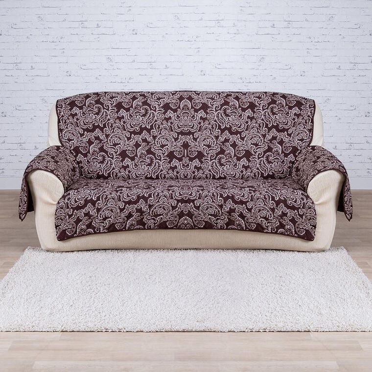 Přehozy s područkami čokoládové trojkřeslo - sedák 170 cm
