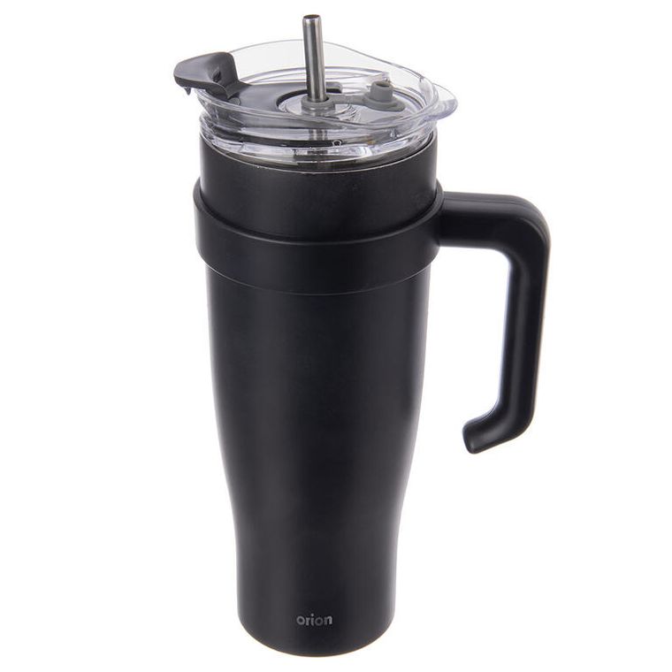Nerezový termohrnek s brčkem TERMO 1,2 l, černý