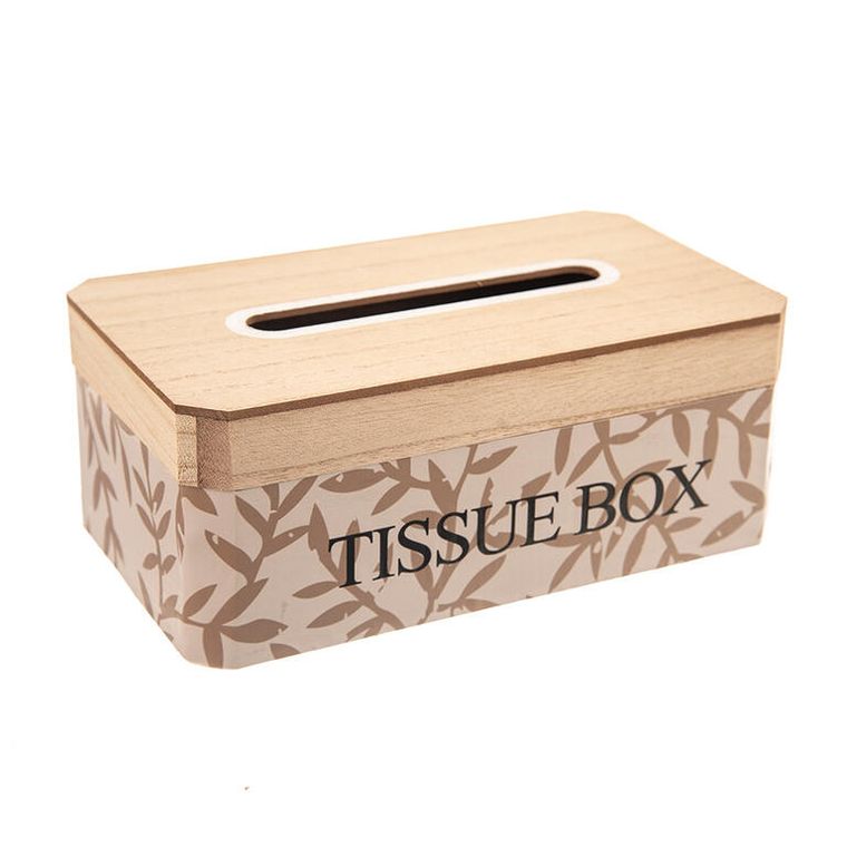 Dřevěný box na papírové kapesníky LISTY 24 x 14 cm