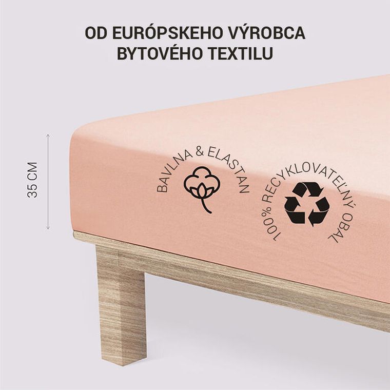 Napínací prostěradlo jersey s elastanem pudrové sada 2 ks 90 x 200 cm (obrázek 4)