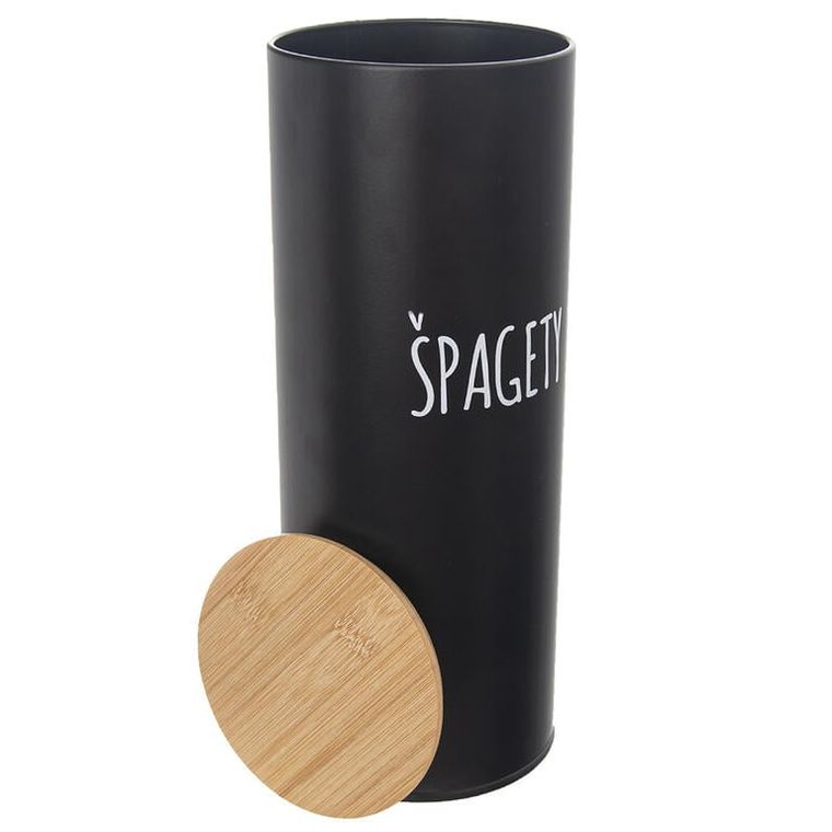 Kulatá plechová dóza ŠPAGETY Black