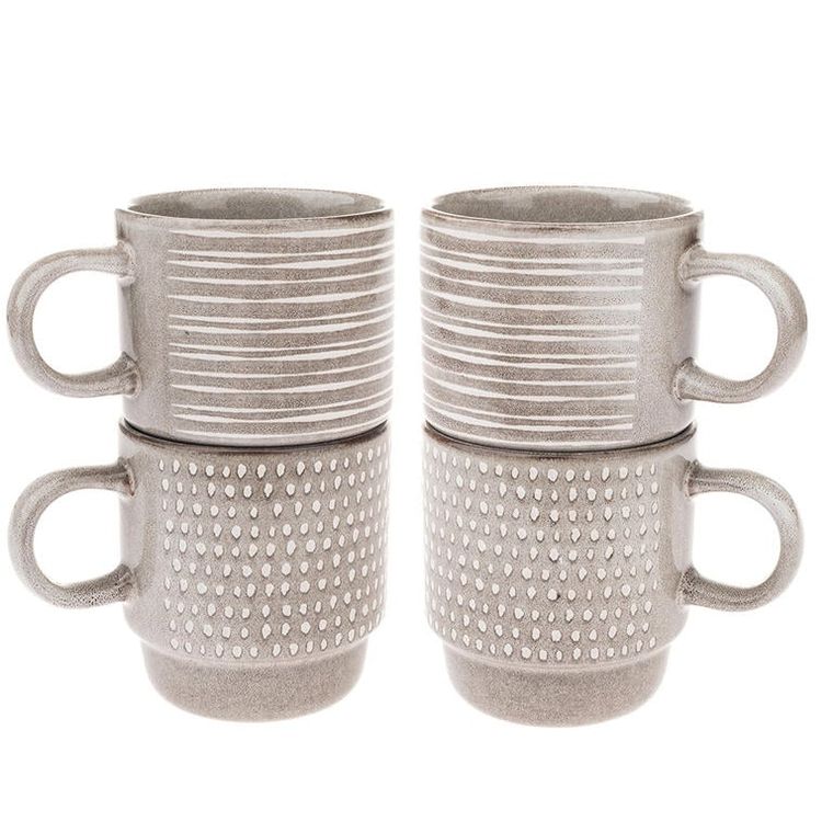Sada 4 ks keramických hrnků BEIGE 290 ml