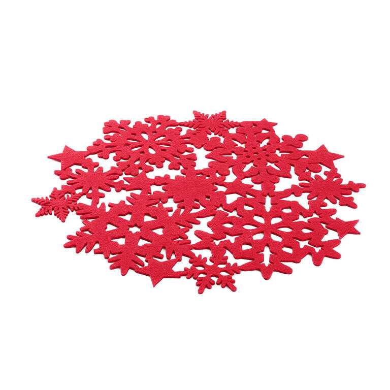 Mileuri rotunde din fetru cu motiv de Crăciun, roşii, 38 cm, 2 buc - galerie #1