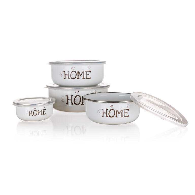 Set castroane emailate cu capac HOME, 8 piese - galerie #1