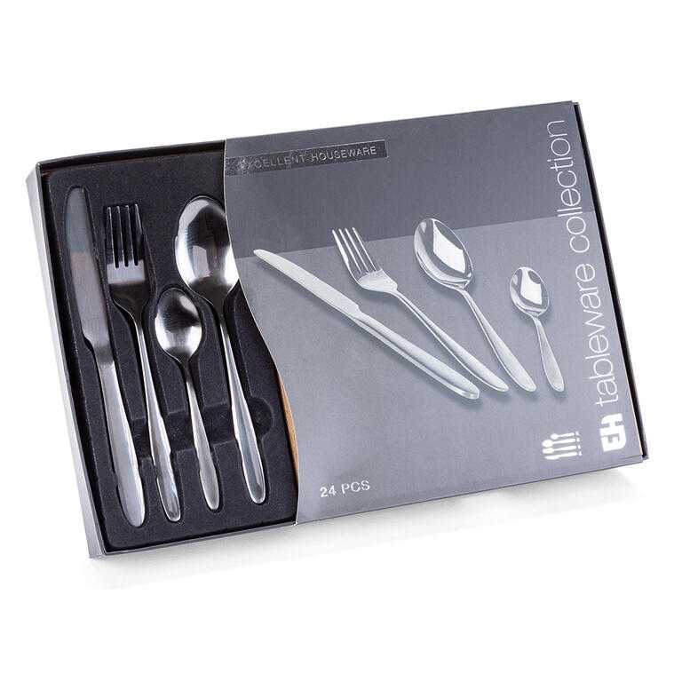 Set tacâmuri din oțel inoxidabil BLACK 24 buc - galerie #1