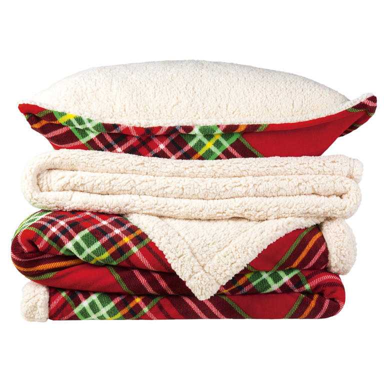 Beránková souprava z mikrovlákna Tartan - galerie #1