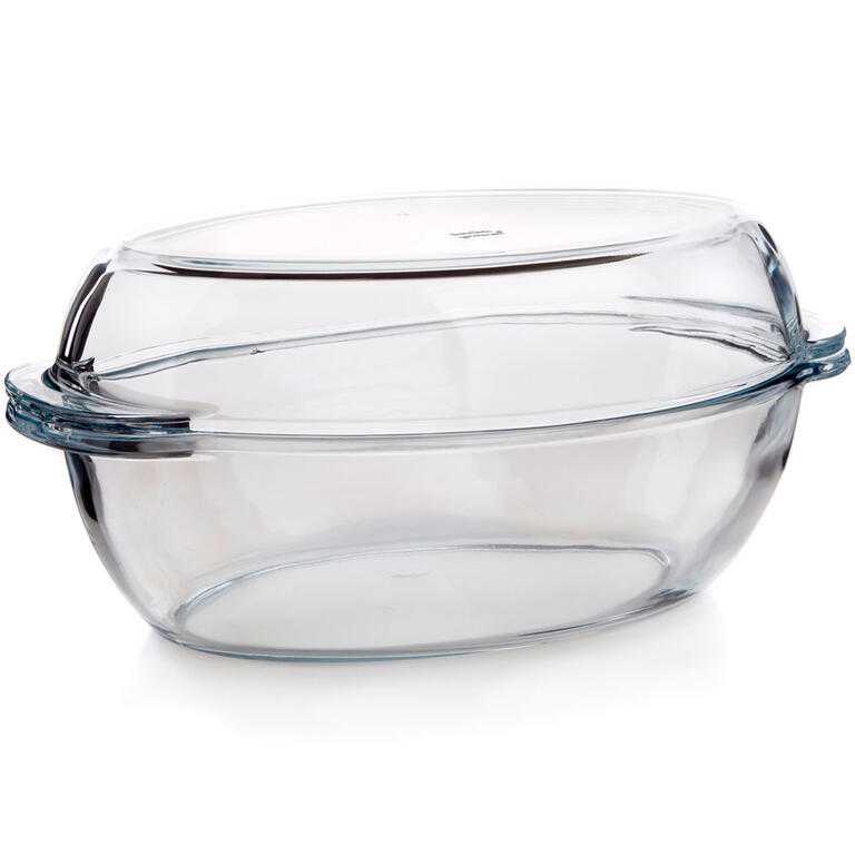 Tavă de copt din sticlă cu capac 3,7 l , formă ovală