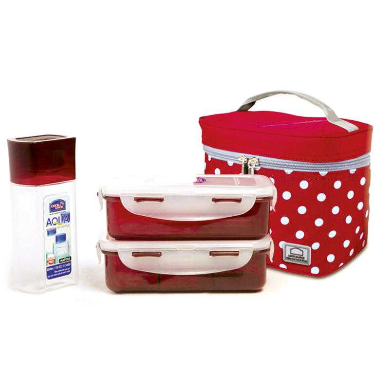 Bodkovaná taška Lunch Boxes červená