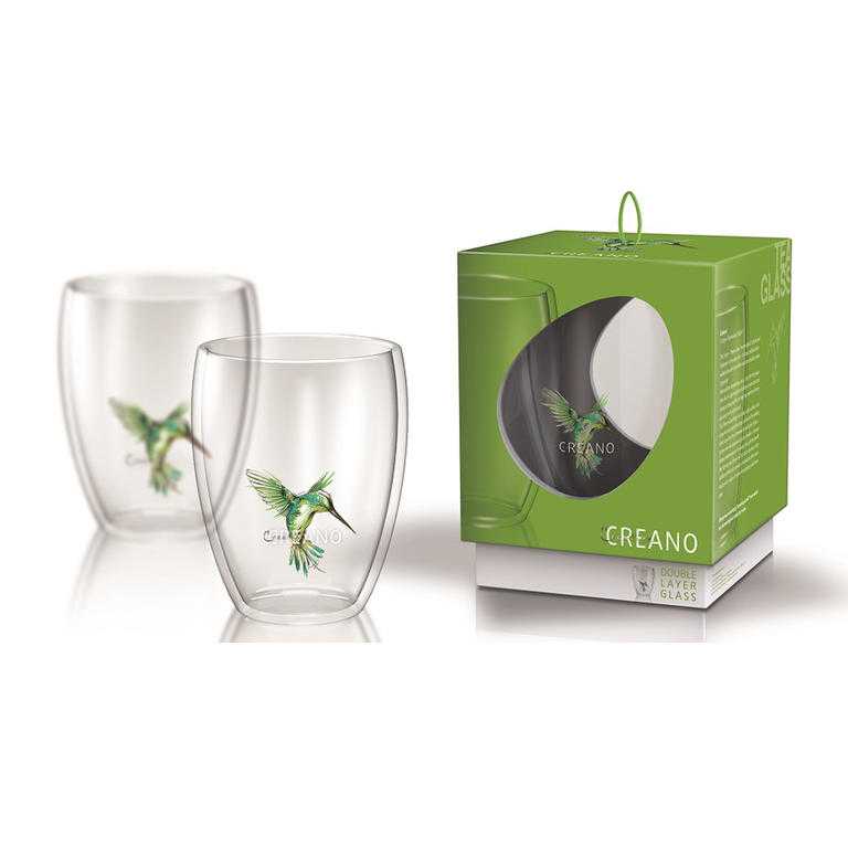 Sklenička Hummi Bird z dvojitého skla 250 ml, zelená
