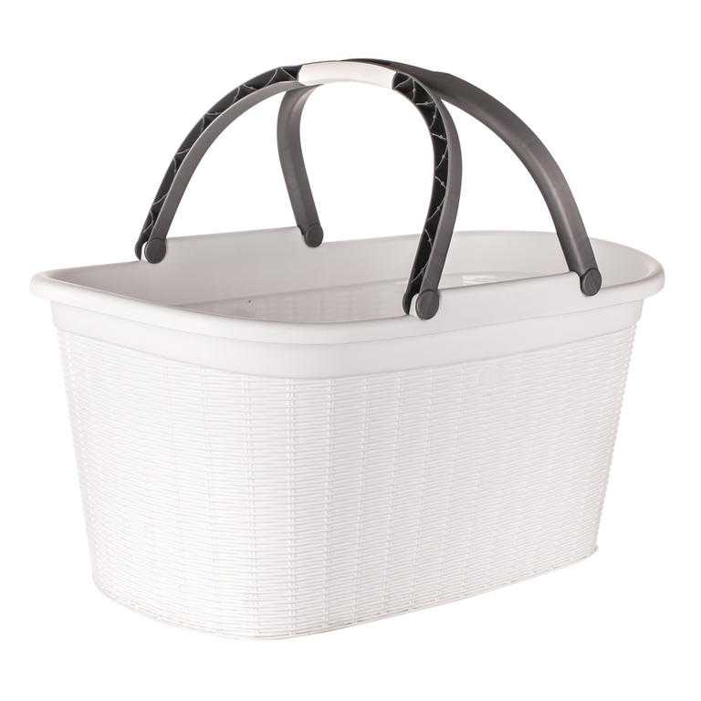 Plastový kôš na bielizeň s ušami biely RATTAN