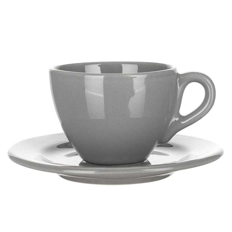 Banquet Ceaşcă si farfurioară din ceramică AMANDE gri lucios 200 ml
