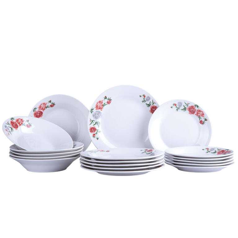 Porcelánová sada talířů PEONIA ROSE 18 ks