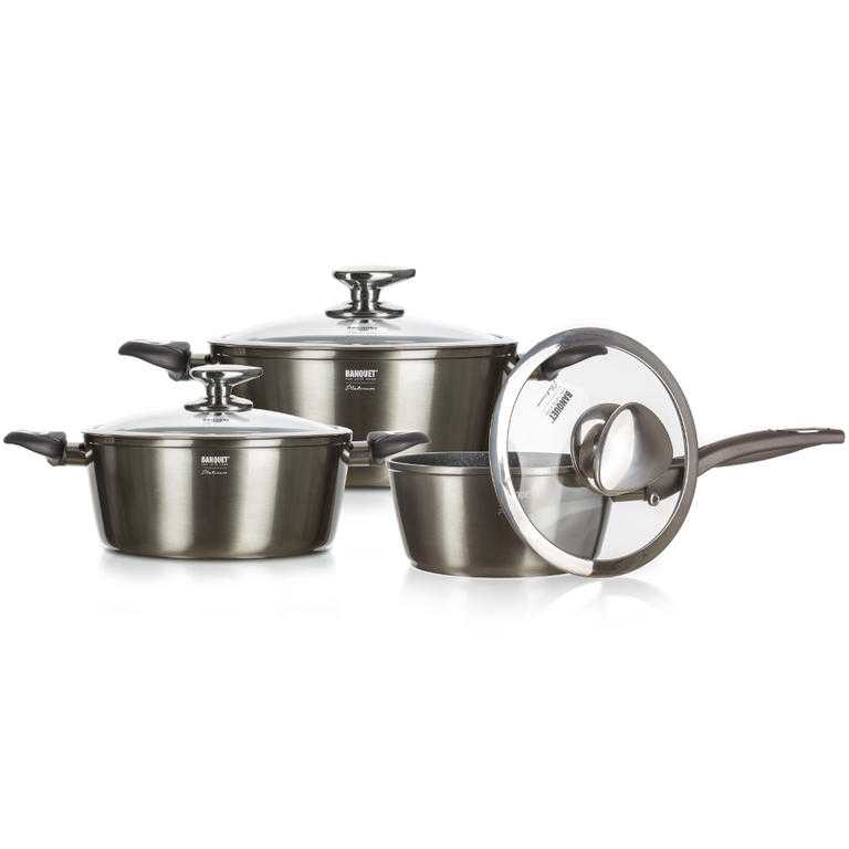 Banquet súprava riadu s nepriľnavým povrchom Metallic Platinum 6 ks