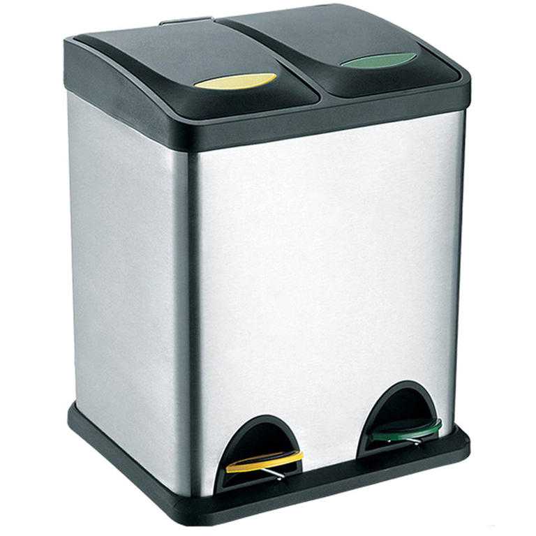 Nerezový dvojkoš na tříděný odpad TORO, objem 16 l