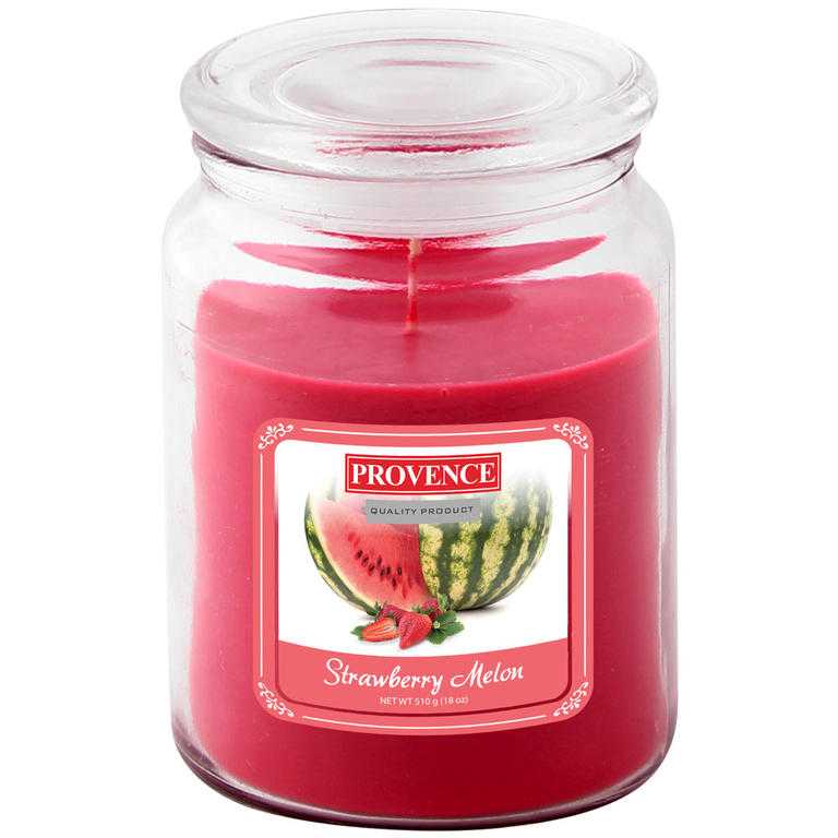 Sviečka v skle s viečkom, jahoda a melón