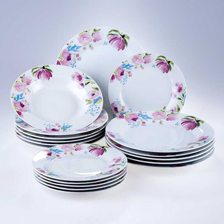 Banquet Porcelánová sada talířů PINK FLOWERS 18 ks