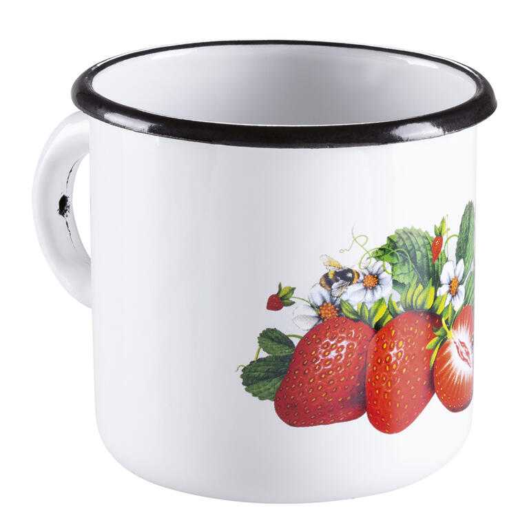 Smaltovaný hrnek s dekorem ovoce 400 ml