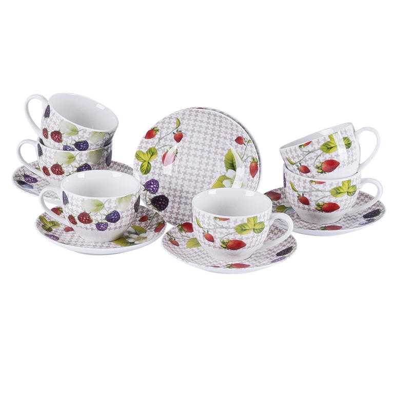 Sada porcelánových šálků s podšálky MARIKA 12 dílů