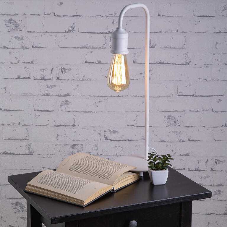 Stolní lampa VINTAGE kovová, bílá