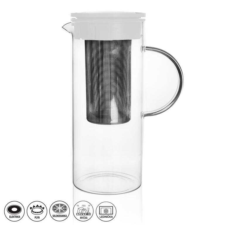 Skleněná konvice se sítkem HEDA 1,5 l