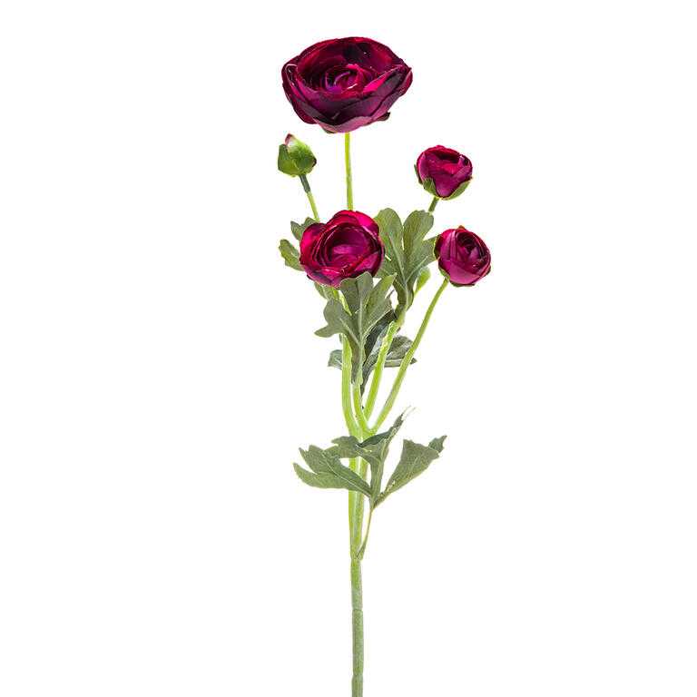 Umělý ranunkulus 5 květů, bordó