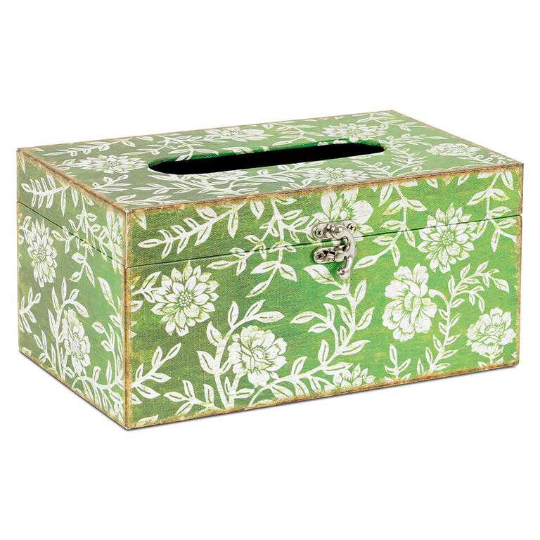 Dekorativní box na papírové kapesníky, plátno s potiskem KVĚTINY