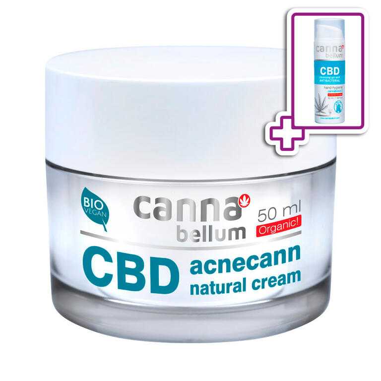 CBD Pleťový krém na akné 50 ml + ZDARMA CBD Čisticí gel na ruce 50 ml