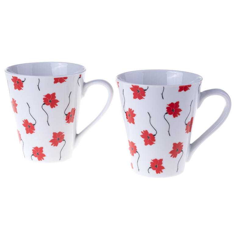Porcelánové hrnky ČERVENÝ KVÍTEK 290 ml 2 ks