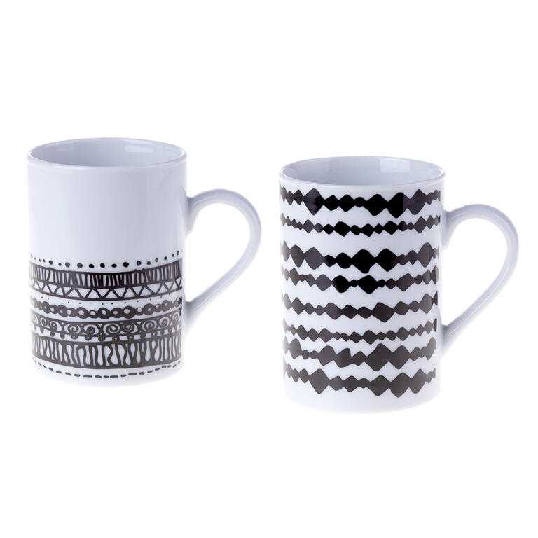 Porcelánové hrnky ČERNOBÍLÝ MIX 290 ml 2 ks