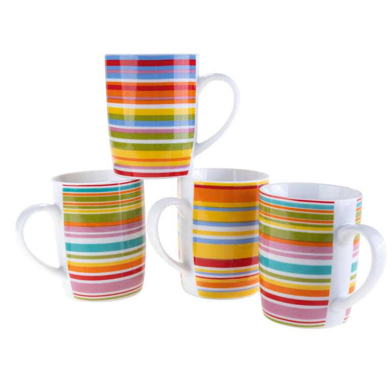 Zestaw kubków ceramicznych PASKI 360 ml 4 szt.