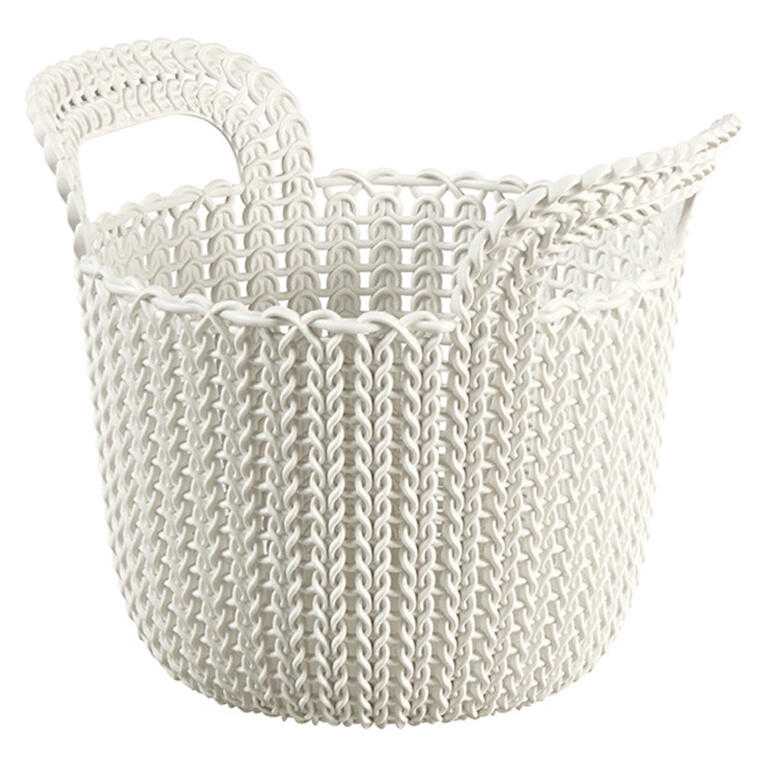 Guľatý kôš KNIT biely