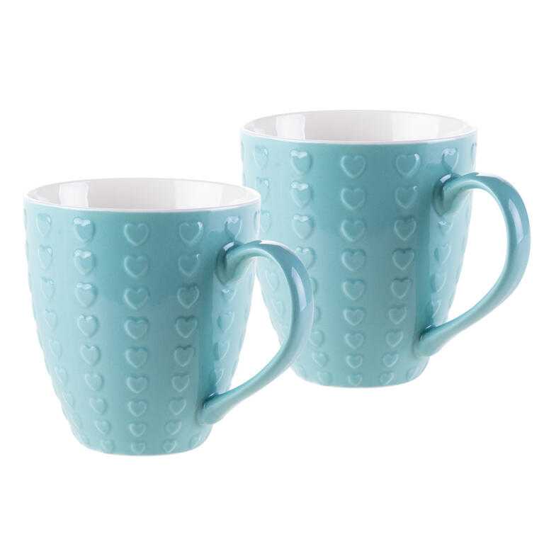 Sada hrnků SRDÍČKA mentolová 500 ml 2 ks