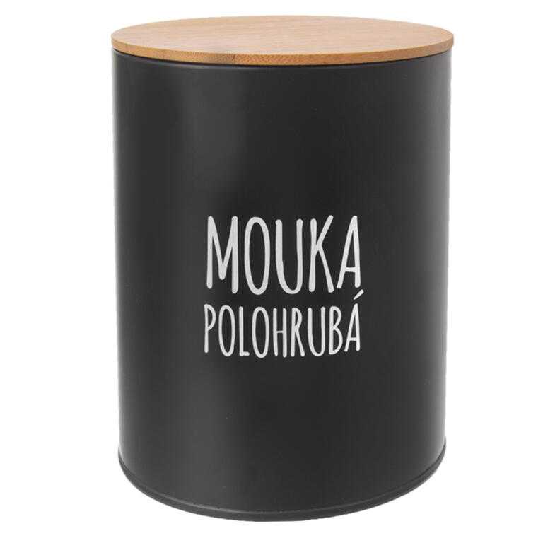Kulatá plechová dóza POLOHRUBÁ MOUKA Black