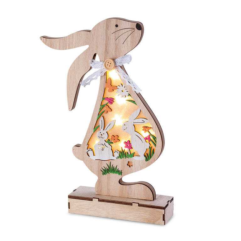 Dekoracja wielkanocna z diodą LED zajączek  31 x 22 cm