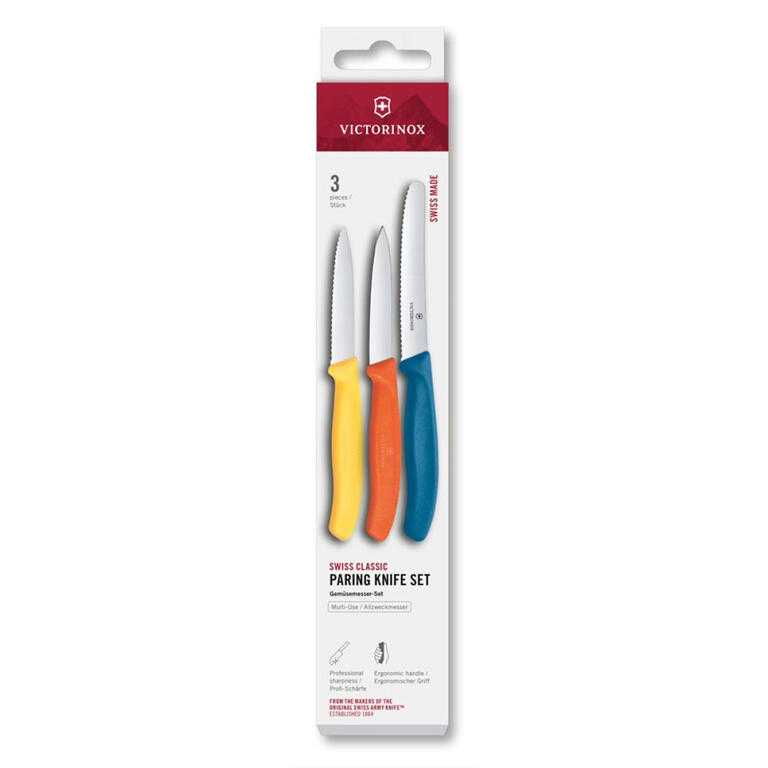 Kuchyňské nože VICTORINOX SWISS CLASSIC s barevnými rukojeťmi, sada 3 dílů