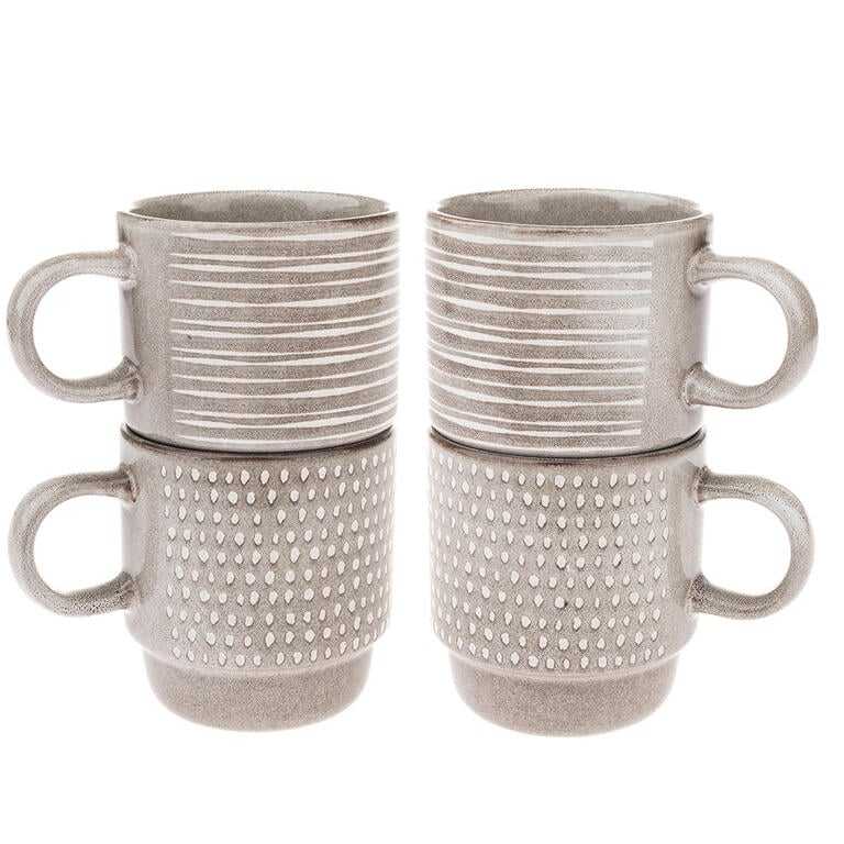 Sada 4 ks keramických hrnků BEIGE 290 ml