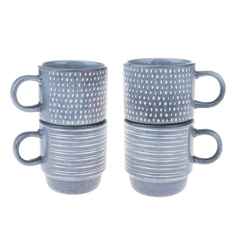 Sada 4 ks keramických hrnků SKY BLUE, 290 ml