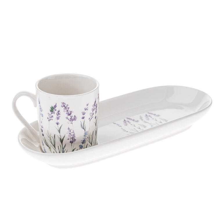 Porcelánový esspreso hrnek s podtáckem LEVANDULE 90 ml