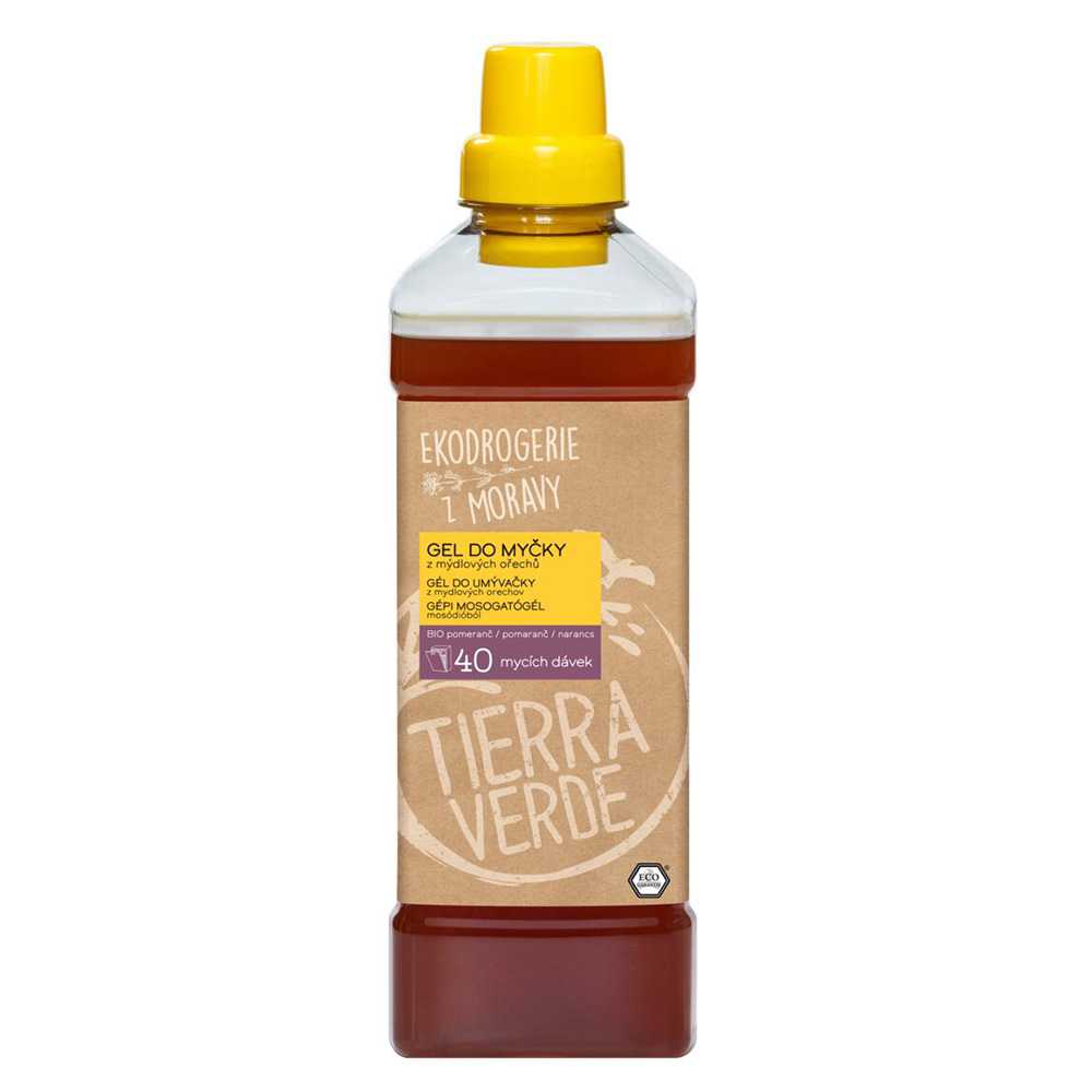 Gel do myčky na nádobí z mýdlových ořechů s BIO pomerančovou silicí, 1 l