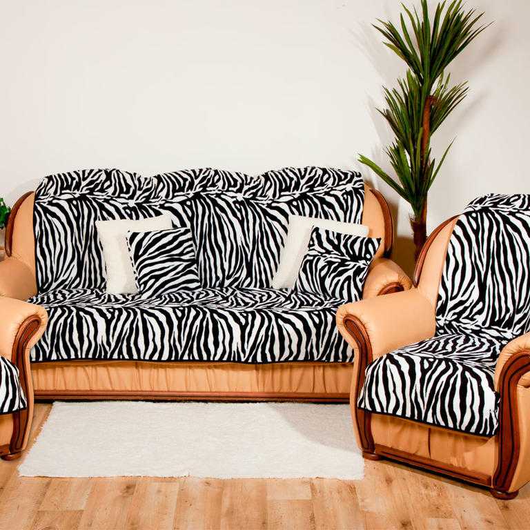 Oboustranné přehozy na sedací soupravu Zebra