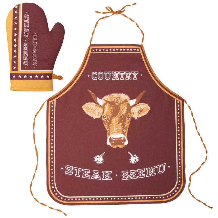 Kuchyňská zástěra a chňapka STEAK MENU