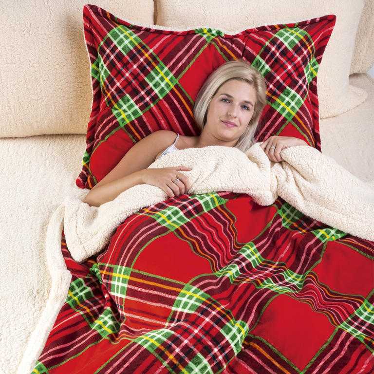 Beránková souprava z mikrovlákna Tartan
