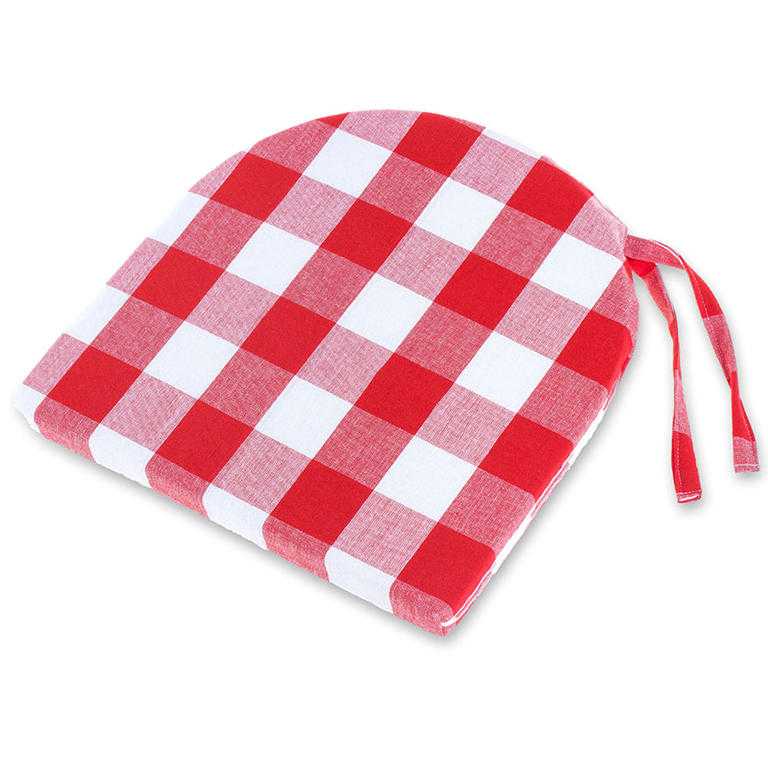 Pernă semirotundă pentru scaune Indie cub alb-roşu 37 x 37 cm