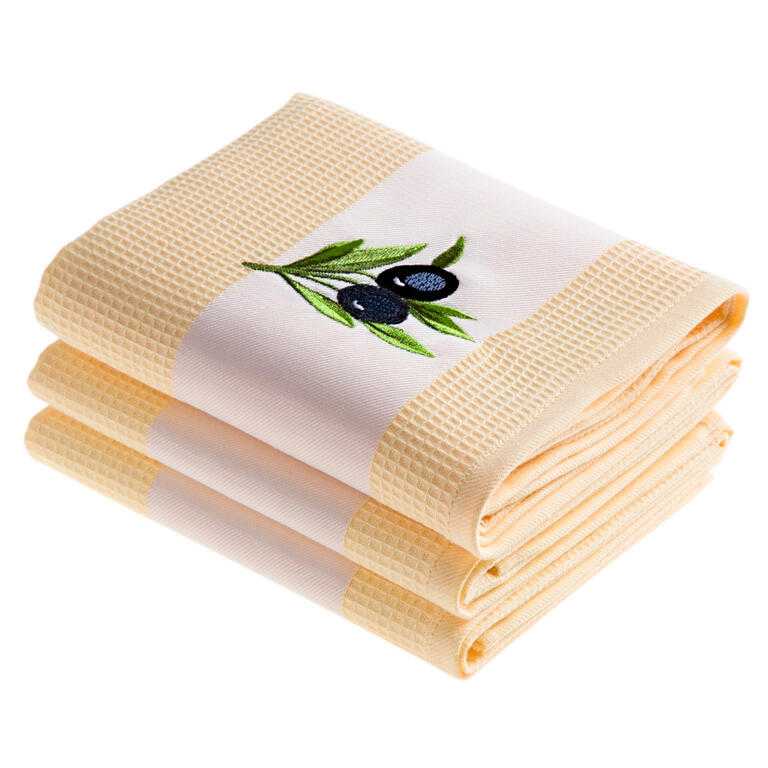 Set prosoape bucătărie vafelă MĂSLINE 3 buc