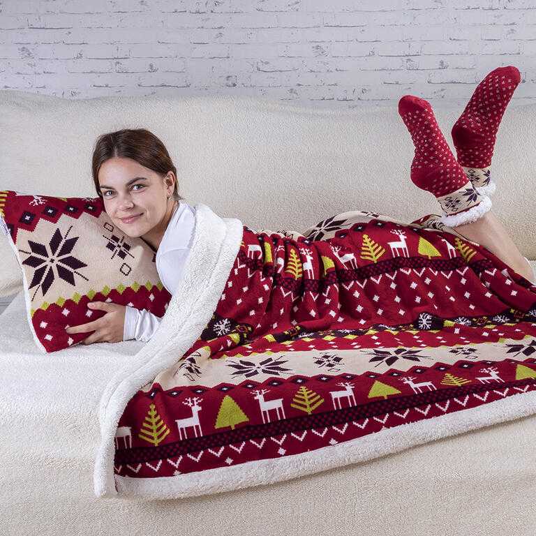 Beránková souprava z mikrovlákna WINTER s ponožkami 3 ks