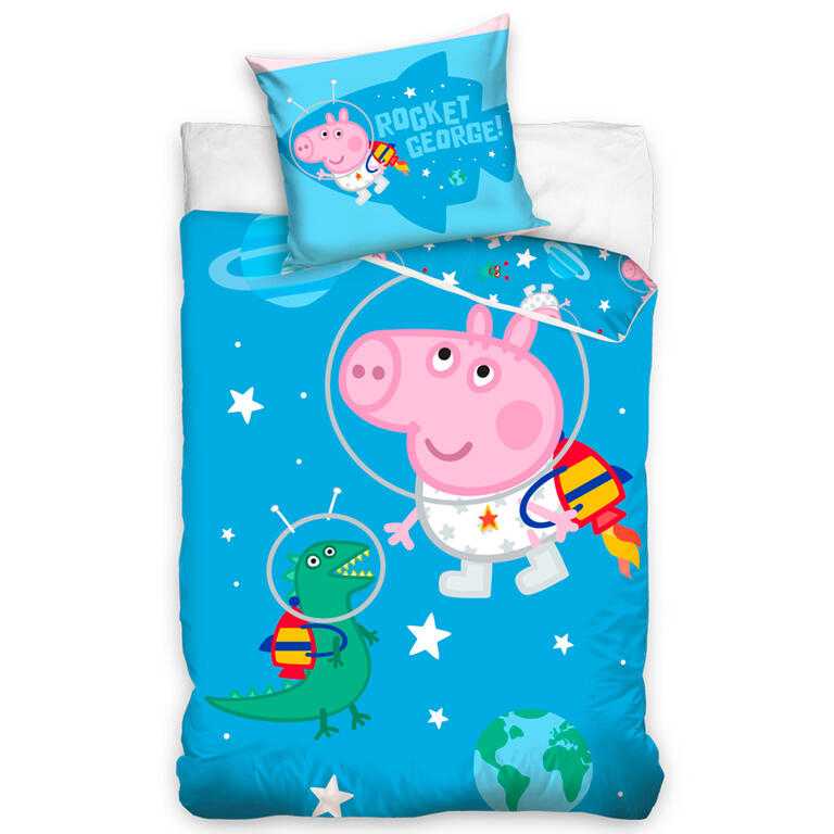 Detské bavlnené obliečky do postieľky PRASIATKO PEPPA Raketa George