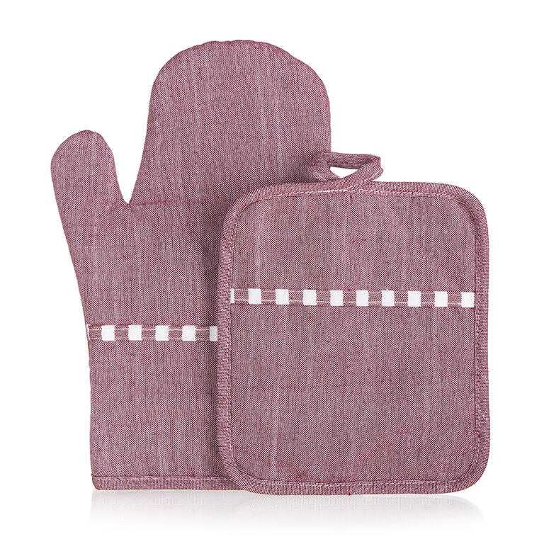 Sada chňapka a podložka DENIM, červená