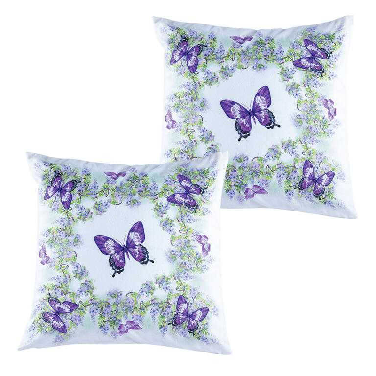 Set de 2 feţe pentru pernuţe FLUTURI violet