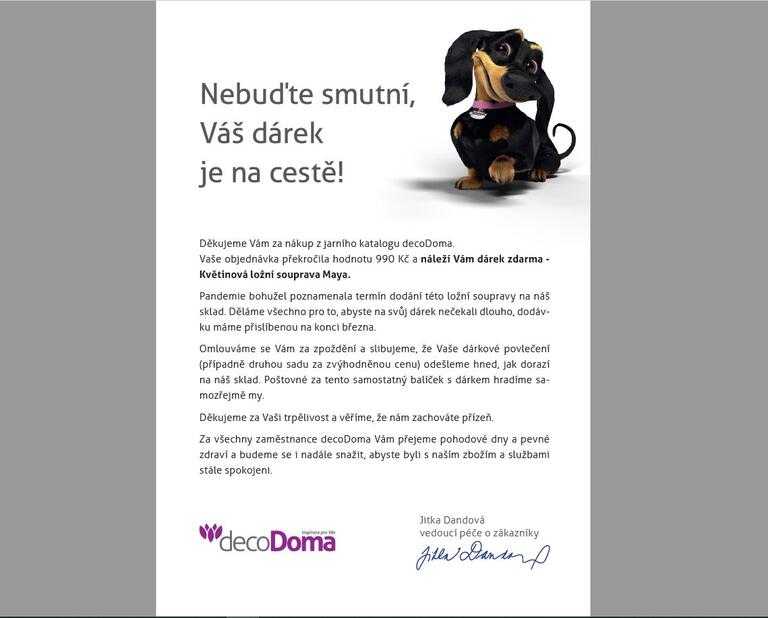 Omluvný dopis k dárku C21L1